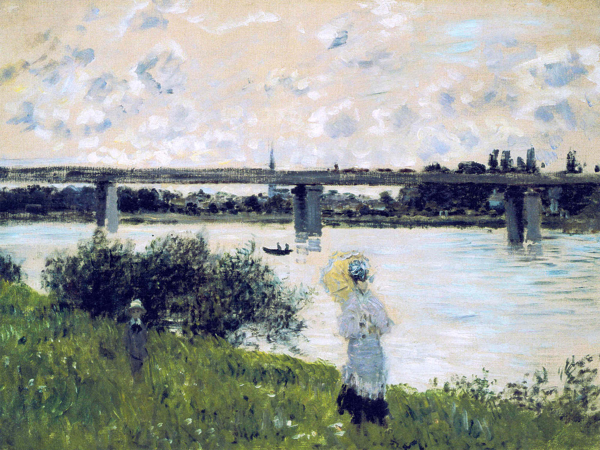 Клод Моне картина Прогулка близ моста в Аржантёе 1874г
